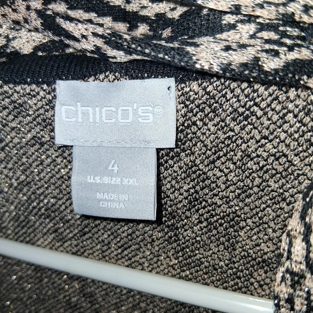 Chico's NWT Double Espresso Python-Print Tie Neck Sweater 4/XXL